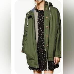ZARA  Army Green Hooded Field Jacket Size S